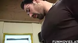 Erotic brunette takes big cock anal and cum on ass