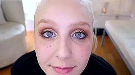 Brittney cooper, 19, gives no-hands blowjob to huge cock in POV. She swallows huge load of cum eagerly.