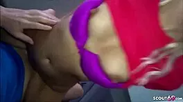 german teen relaxes after sport at mcfit with athletic european vibe