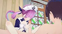 Minato Aqua And Ookami Mio Intense Hentai Creampie