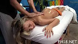 oiled petite teen gets hardcore blowjob and pussy massage from young sexy masseuse