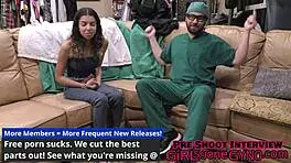 After the gyno exam, doctor fucks patient Aria Nicole in the stirrups.