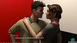 Entrepreneur roleplays fucking brunette teen in bathroom with big tits