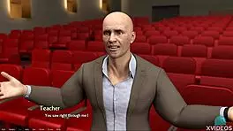 Entrepreneur roleplays fucking brunette teen in bathroom with big tits