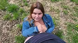 bbw student in short skirt sucked teacher off in park for grades, cum everywhere on big tits 😍
