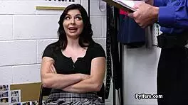 thicc blue eyed suspect interacts with officers at work