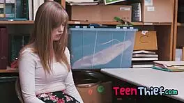Gorgeous Teen Caught Stealing, Fucked by Horny Lp Officer in Office