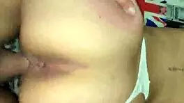 I fuck my neighbor doggy style with her huge ass and white thong