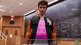 Horny college teen admires teacher's big tits and ass in POV