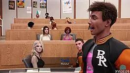 Horny college teen admires teacher's big tits and ass in POV