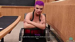 Horny college teen admires teacher's big tits and ass in POV