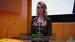 Horny college teen admires teacher's big tits and ass in POV