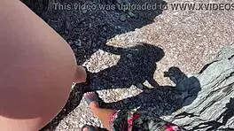 hot brunette fucks a stranger on a public beach