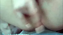 An amazing close-up shows a perfect wet teen 18+ pussy squirting in lingerie