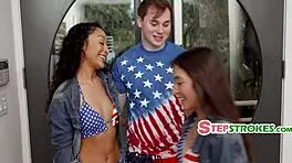 Stepsisters transform photo session into a steamy threesome