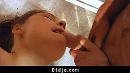 old man sneaks young 18+ neighbor girl for a quick shed romp