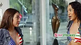 Stepsisters transform photo session into a steamy threesome