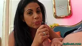 In this scene, the tiny teen receives a facial from the older man