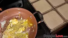 Young hottie gives blowjob to step daddy's big fat pov cock with best friend in threesome.