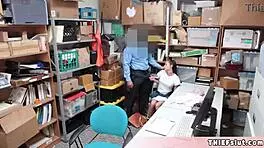 Extra cute petite 18+ teen gets her pussy rough fucked by mall cop in shop