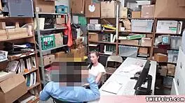 Extra cute petite 18+ teen gets her pussy rough fucked by mall cop in shop