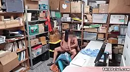 Extra cute petite 18+ teen gets her pussy rough fucked by mall cop in shop