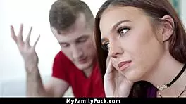 my stepsis plays with her pussy while watching me stroke my dick