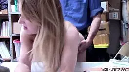 Pretty Blonde Shoplifter Pays With Pussy