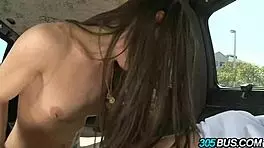 Slim Brunette Amateur Gives Blowjob in Car for Cash, Getting Fucked Publicly