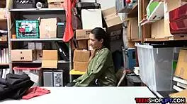 Asian teen shoplifter caught but seduces security guard with petite tits in reality