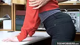 teenie robber sits on huge cock to avoid jail