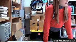 teenie robber sits on huge cock to avoid jail