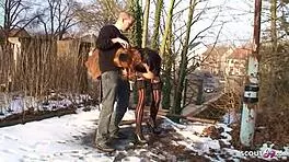 Real Ginger Street Whore Goes Bareback Outdoor with Stranger