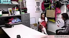 petite teen shoplifter caught and fucked in back room
