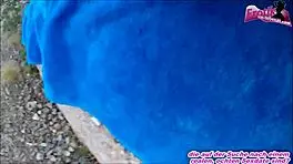 young slim latina teen hints at outdoor fun with german tourist.