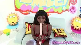 Noemie bilas swallows big cock deep