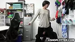 Angeline Red caught stealing, searched by Wrex in security office