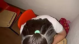 mexican college girl rides in class, students suck dick 😈