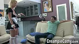 this young guy just creampied the maid in the house. she was moaning so loud.