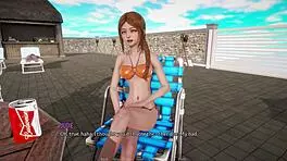In this anime, the redhead teen gets her pussy fucked by monster cock outdoors