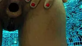 Petite 18+ Asian Slut Swims in Bikini with Huge Butt Plug