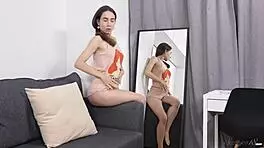 nara abel fingers her tight shaved pussy in lingerie 😍