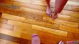 Horny teen 18+ teasing handjob intensely