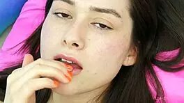 radiant brunette poses for photoshoot interview