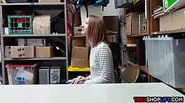Redhead teen caught shoplifting by mall cop