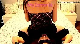 MyDomania Tests Femdom Facesitting with Teen Brunette Licking Ass! 😈