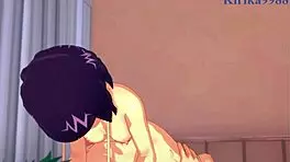 Kyoka Jiro and Mina Ashido with Izuku Midoriya in My Hero Academia