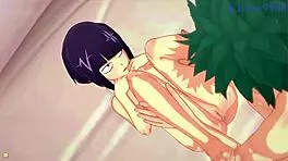 Kyoka Jiro and Mina Ashido with Izuku Midoriya in My Hero Academia