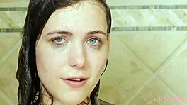 Captivating Brunette Enjoys Sensual Shower with Steamy Lesbian Vibes