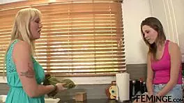 feminge 4k - milf with big tits is pussy licking the step daughter